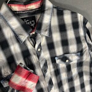 Age of Wisdom‎ Button Down Shirt Mens XL Black White Plaid Casual